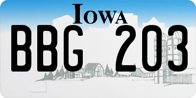 IA license plate BBG203