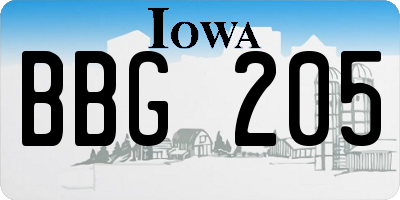 IA license plate BBG205