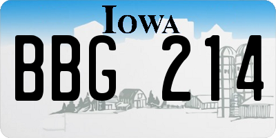 IA license plate BBG214