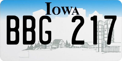 IA license plate BBG217