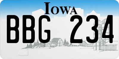 IA license plate BBG234