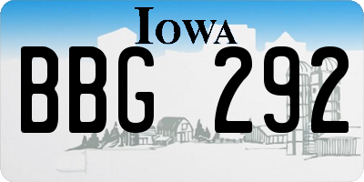 IA license plate BBG292