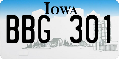 IA license plate BBG301