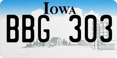 IA license plate BBG303