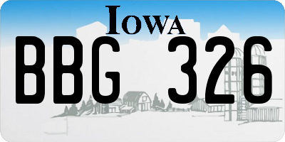 IA license plate BBG326