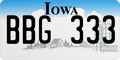 IA license plate BBG333