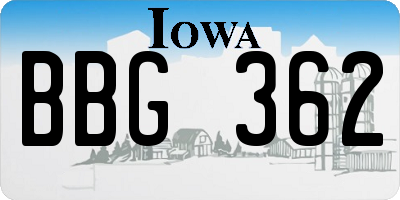 IA license plate BBG362