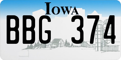 IA license plate BBG374