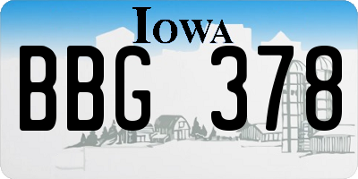 IA license plate BBG378