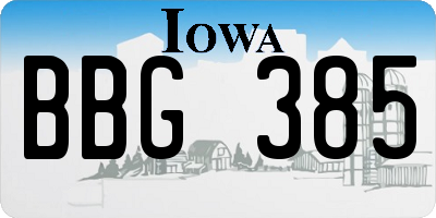 IA license plate BBG385