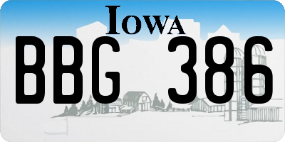 IA license plate BBG386