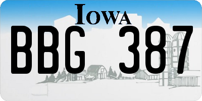 IA license plate BBG387