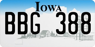 IA license plate BBG388
