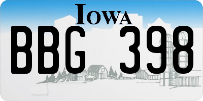 IA license plate BBG398