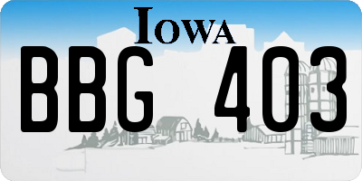 IA license plate BBG403
