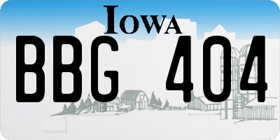 IA license plate BBG404