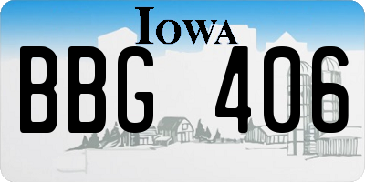 IA license plate BBG406