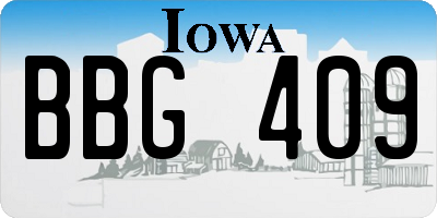 IA license plate BBG409