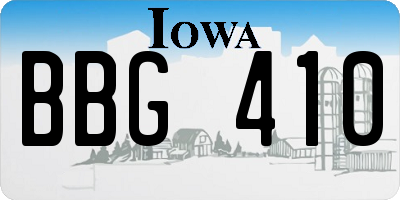 IA license plate BBG410