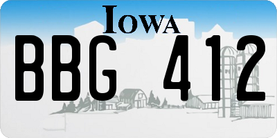 IA license plate BBG412