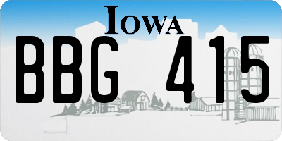 IA license plate BBG415