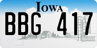 IA license plate BBG417