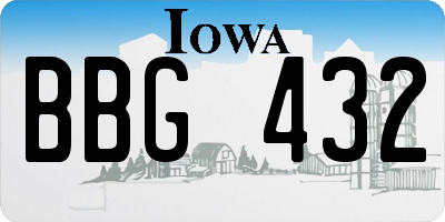 IA license plate BBG432
