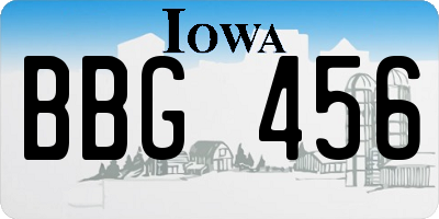 IA license plate BBG456