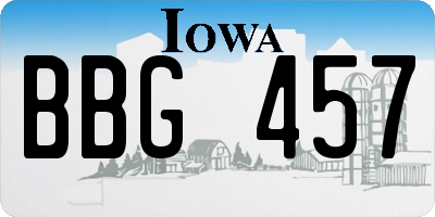 IA license plate BBG457