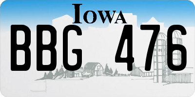 IA license plate BBG476