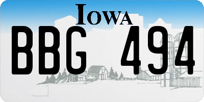 IA license plate BBG494