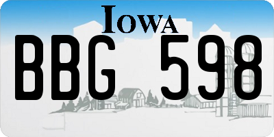 IA license plate BBG598