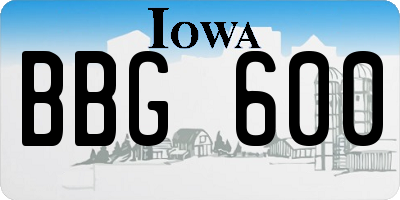 IA license plate BBG600
