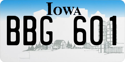 IA license plate BBG601