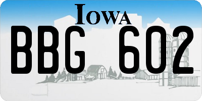 IA license plate BBG602