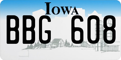 IA license plate BBG608
