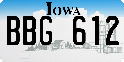 IA license plate BBG612