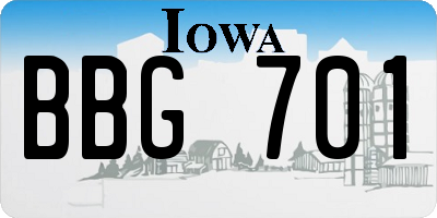 IA license plate BBG701