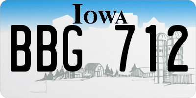 IA license plate BBG712