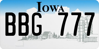IA license plate BBG777