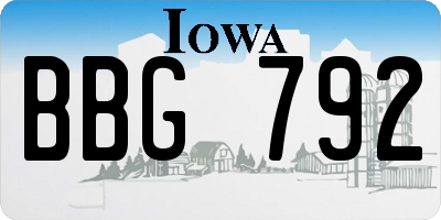 IA license plate BBG792