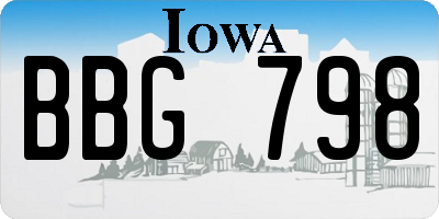 IA license plate BBG798