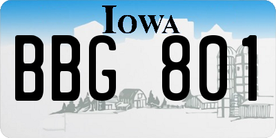 IA license plate BBG801