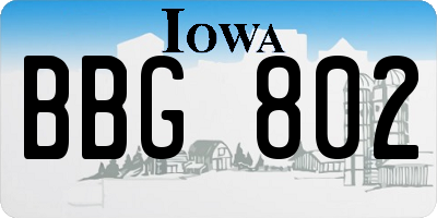 IA license plate BBG802