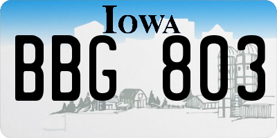 IA license plate BBG803