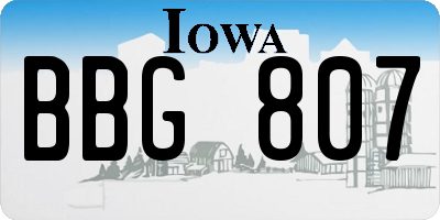 IA license plate BBG807