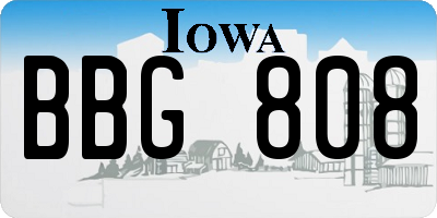 IA license plate BBG808