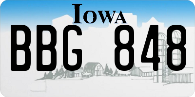 IA license plate BBG848