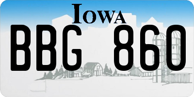 IA license plate BBG860