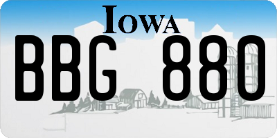 IA license plate BBG880